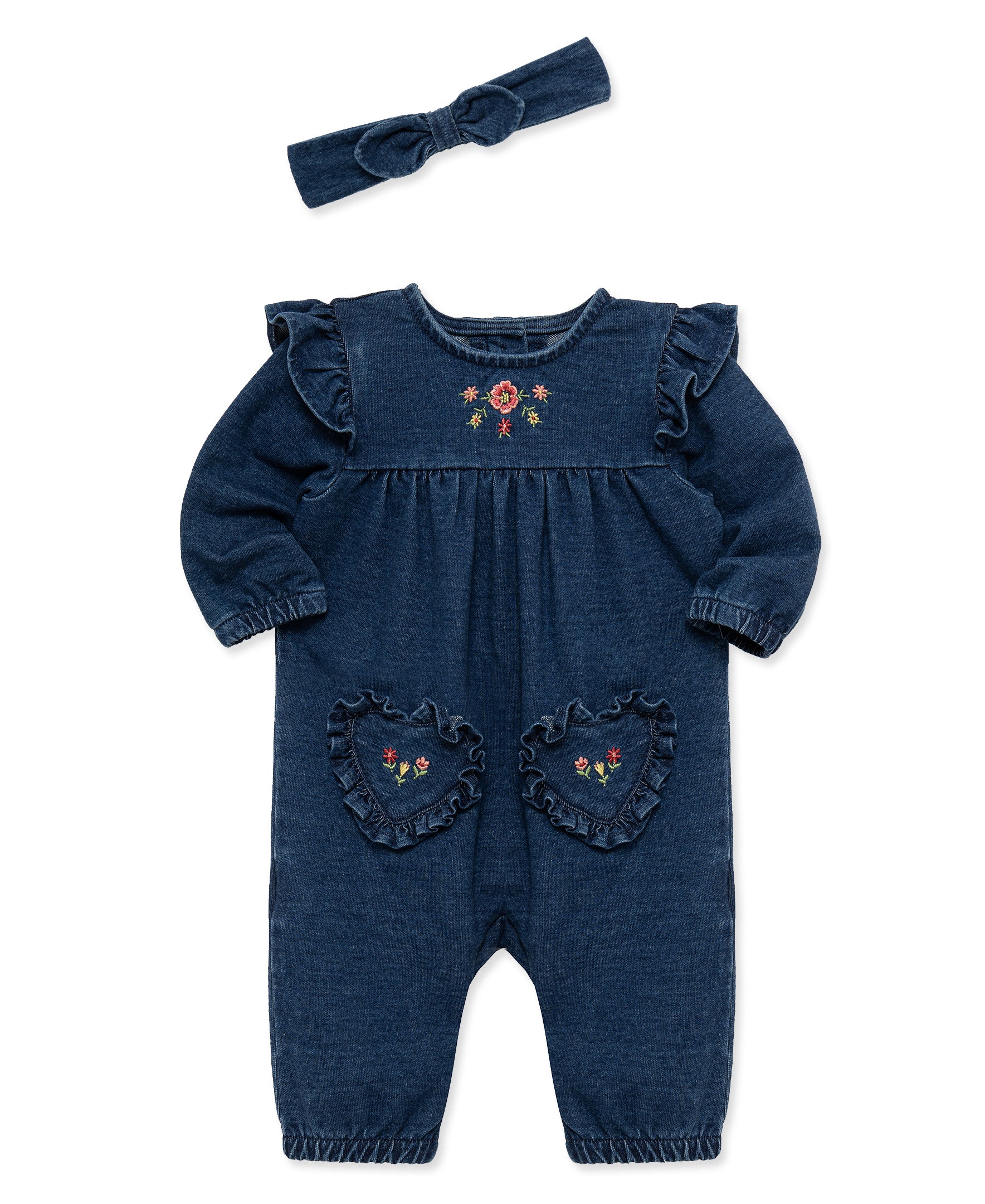Blossom Blues Coverall & Headband (3M-12M) - Image 4