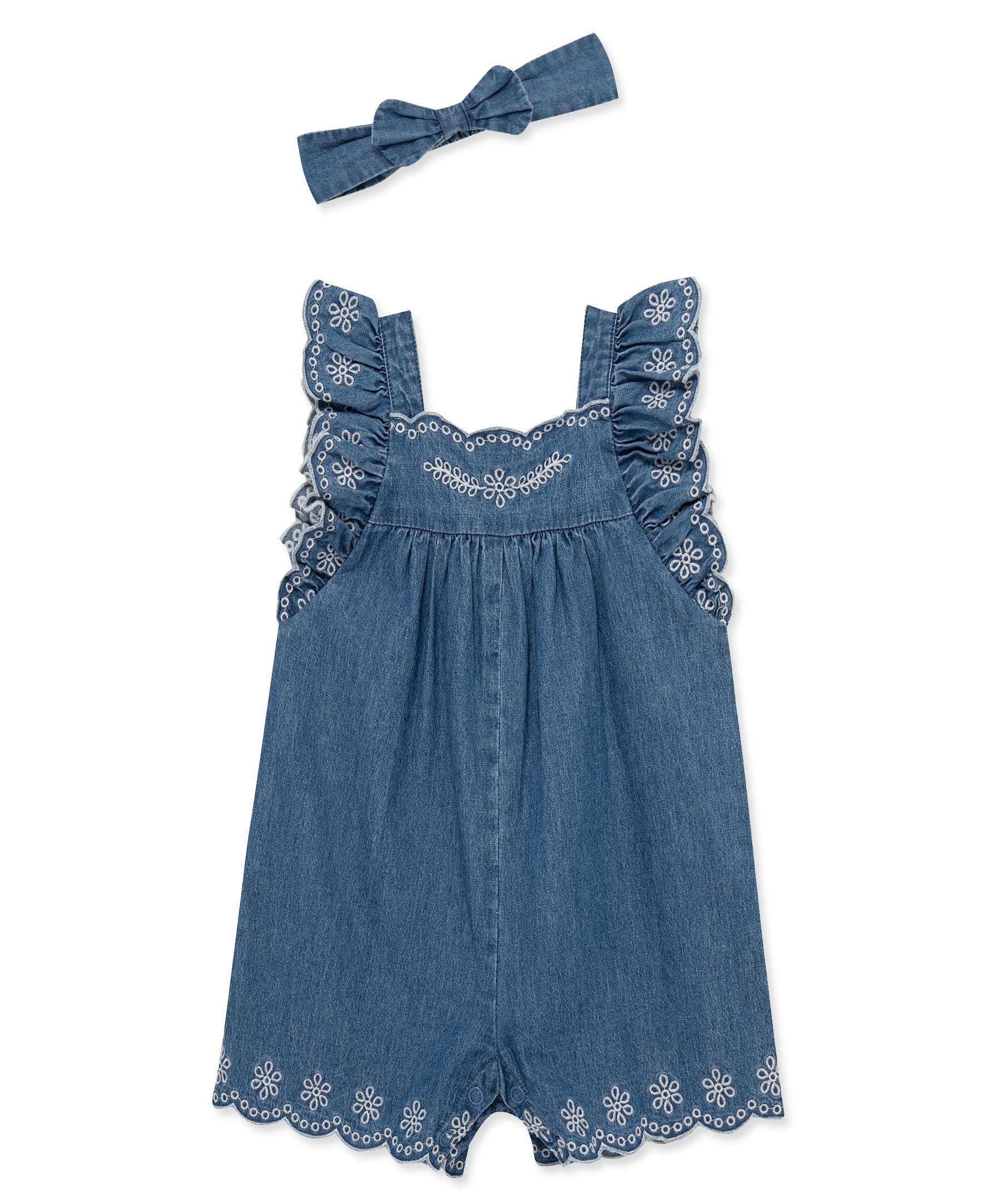 Chambray Woven Romper & Headband (2T-4T)