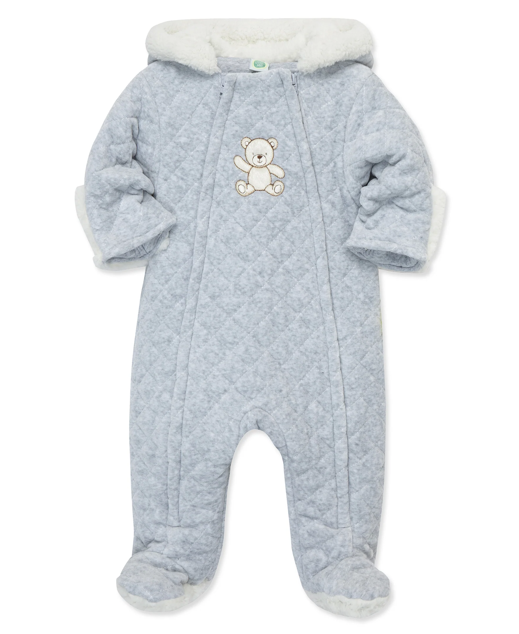 Grey Bear Quilted Velour Pram - Image 3