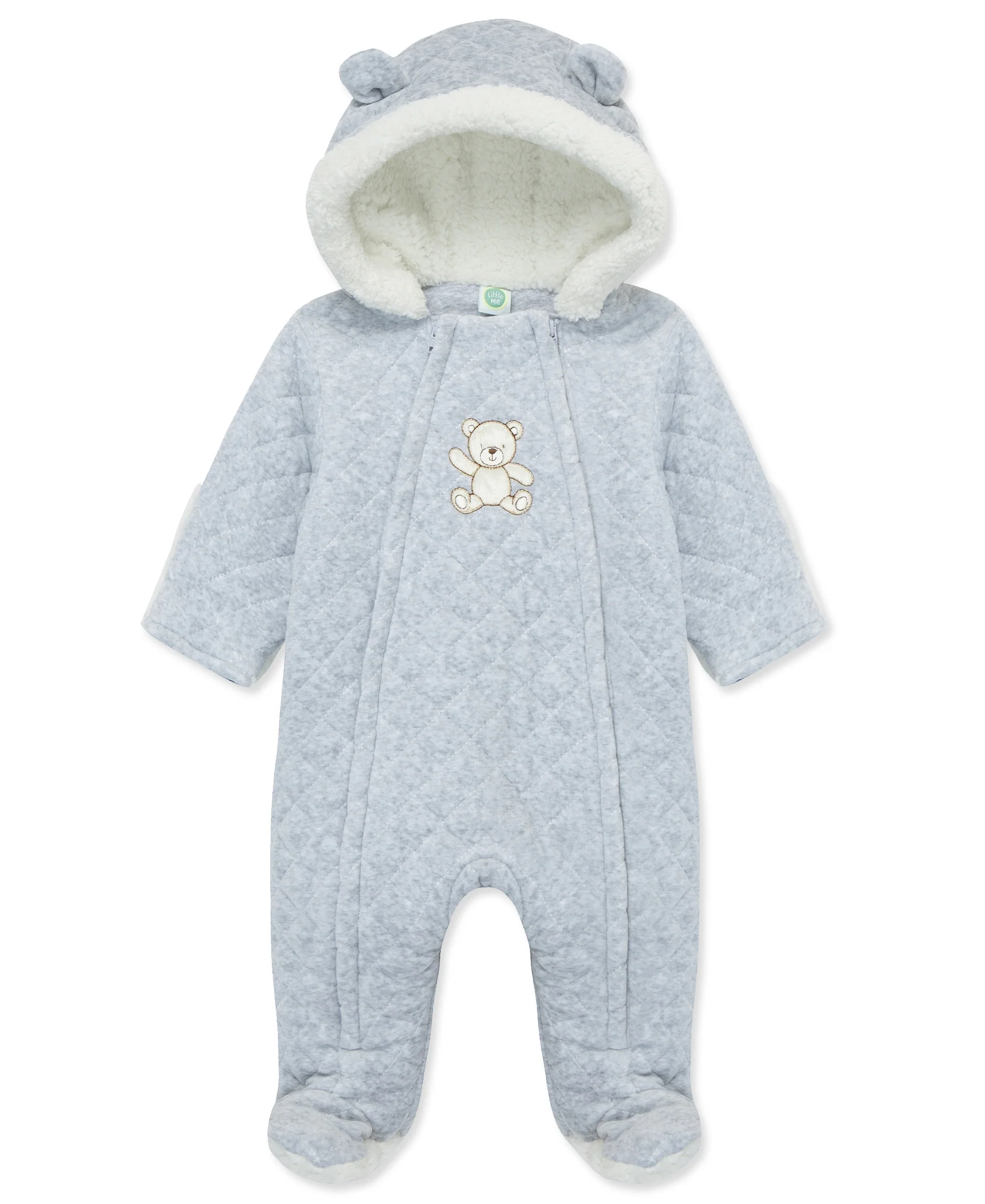 Grey Bear Quilted Velour Pram - Image 4