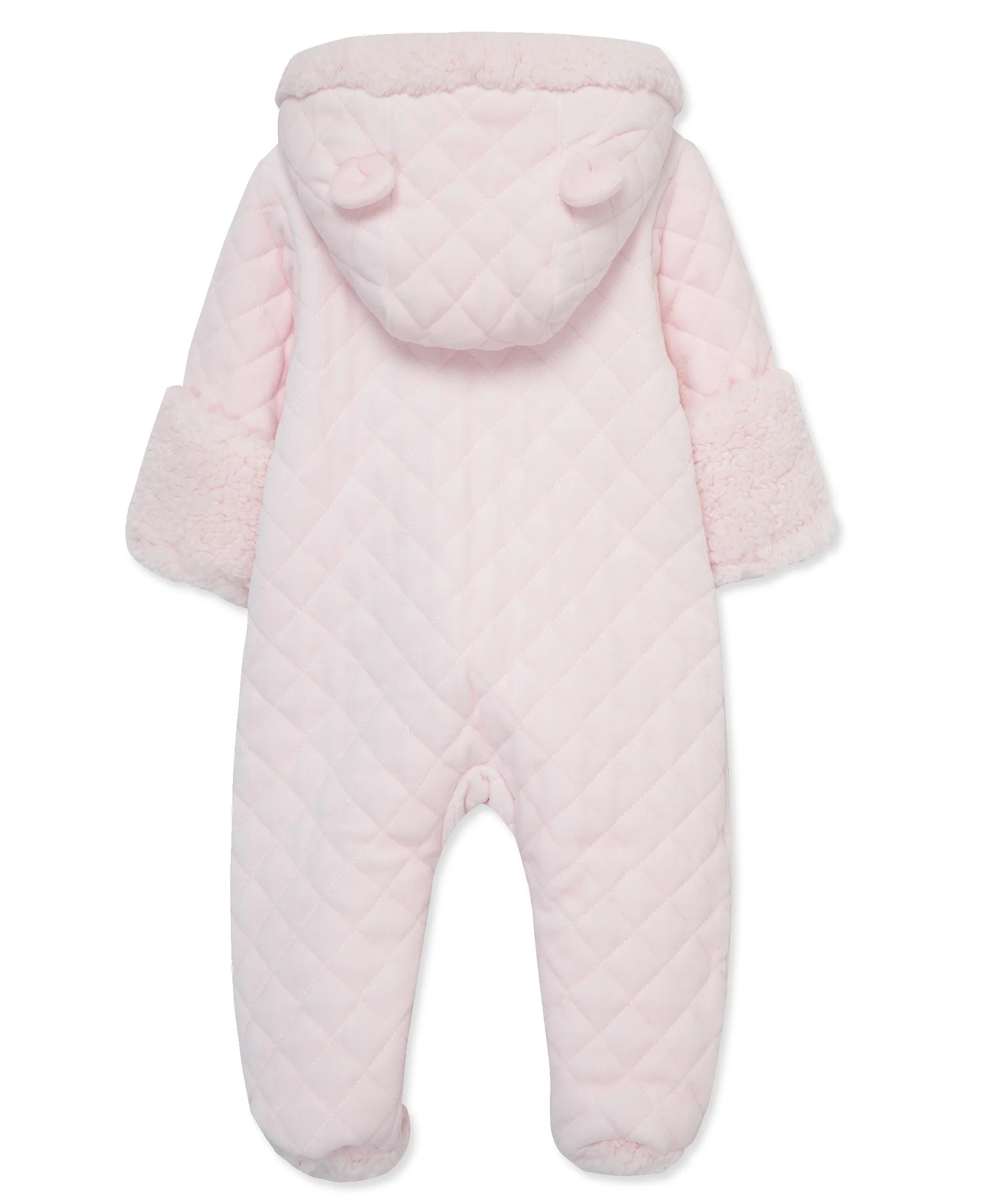 Pink Bear Quilted Velour Pram - Image 5