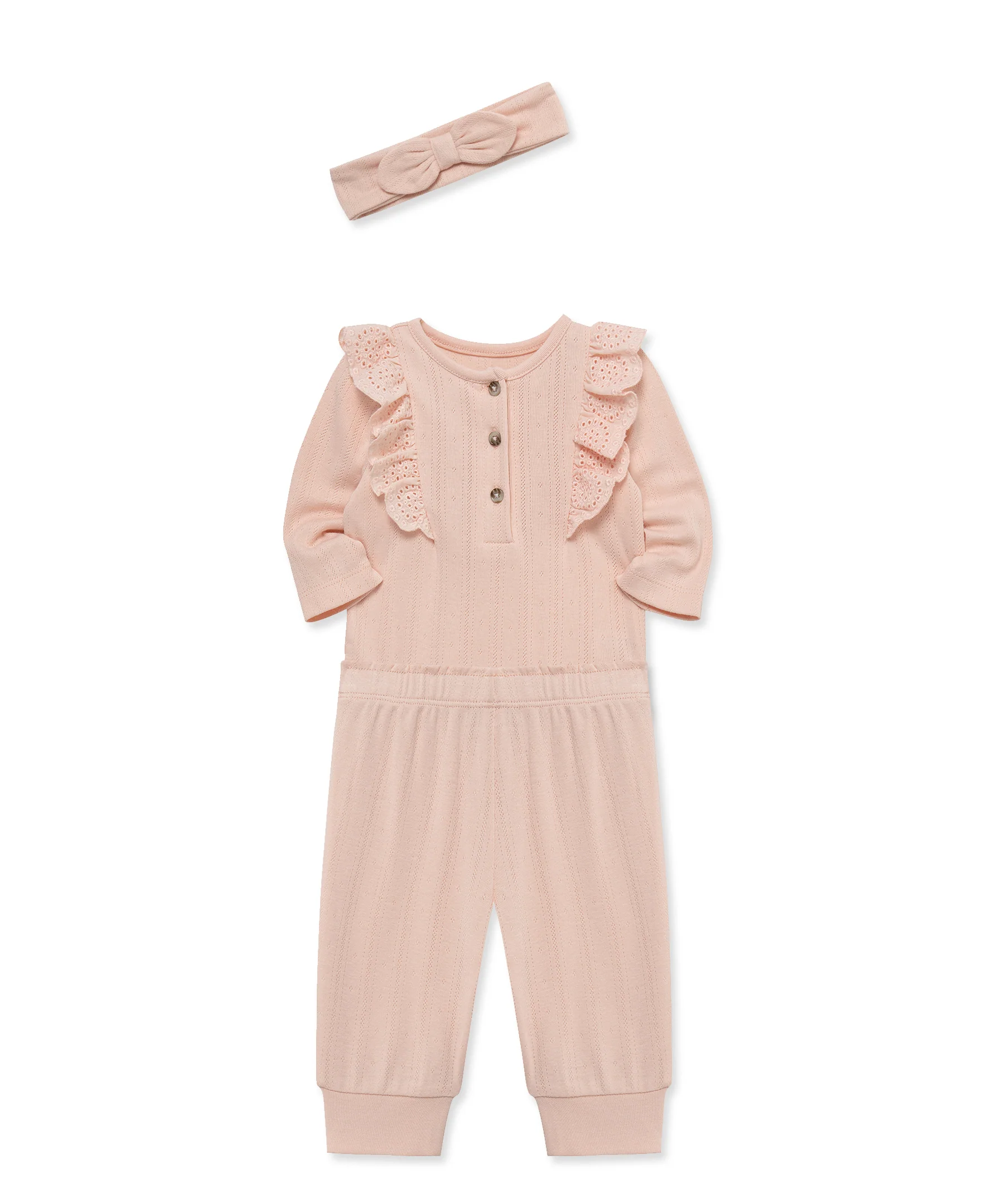 Pink Eyelet Bodysuit & Pant Set - Image 3