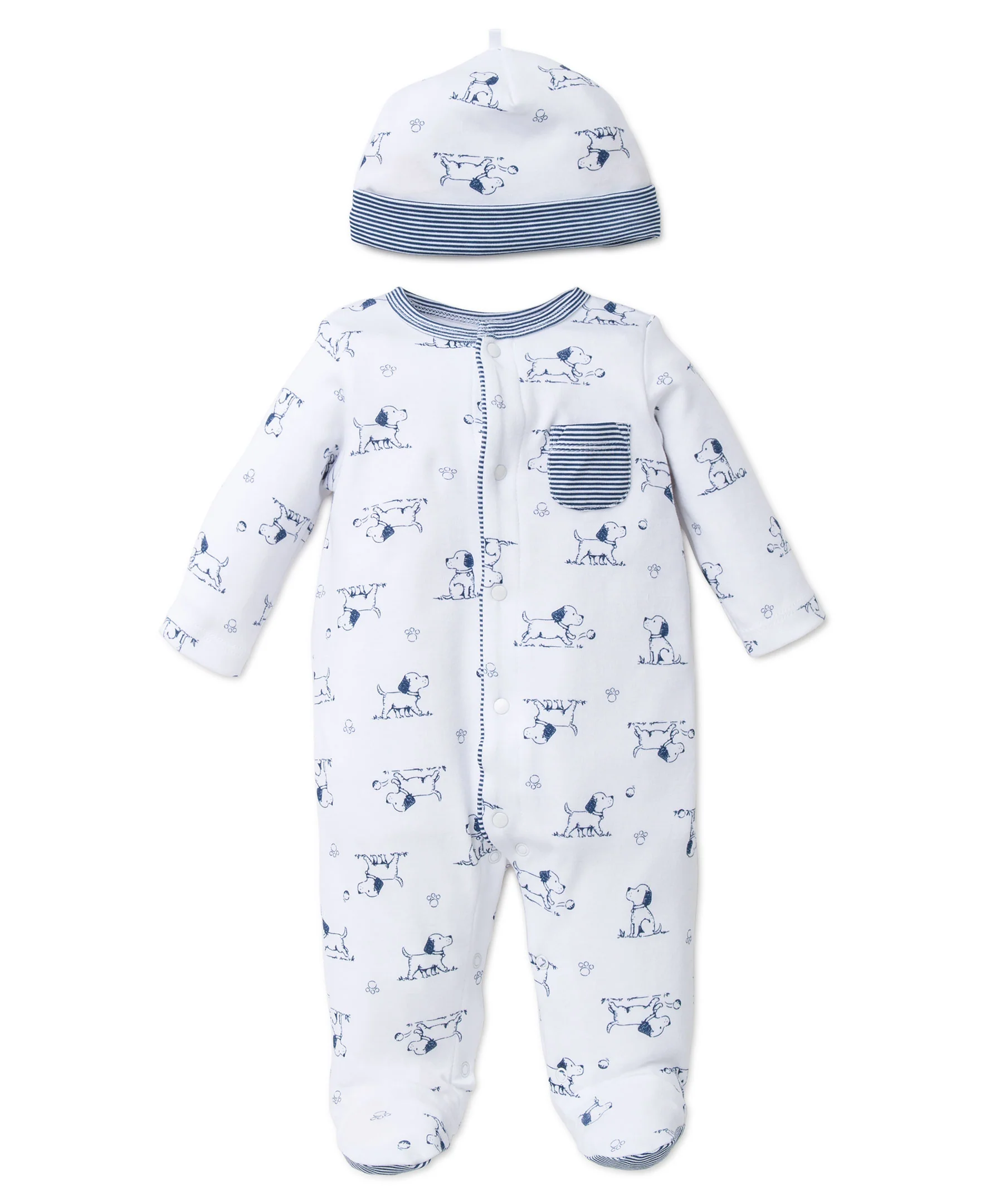 Puppy Toile Footed One-Piece And Hat - Image 2