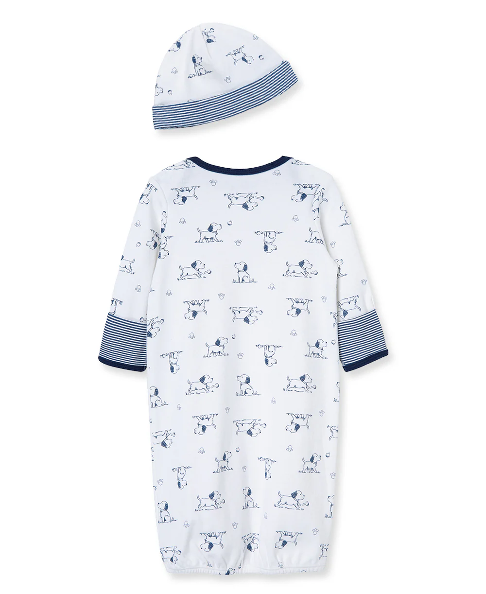 Puppy Toile Sleeper Gown And Hat - Image 4